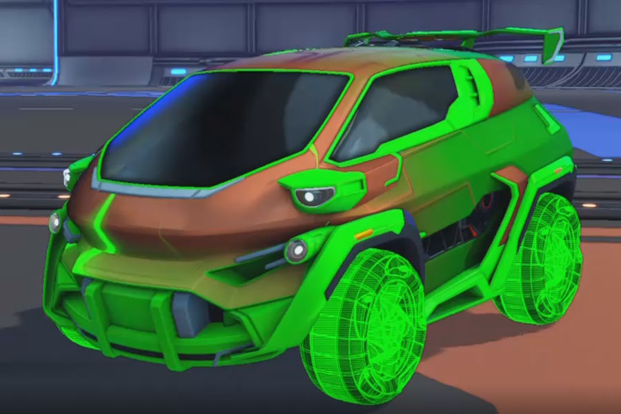 Rocket league Nomad GXT Forest Green design with Twirlwind:Schematized,Mainframe