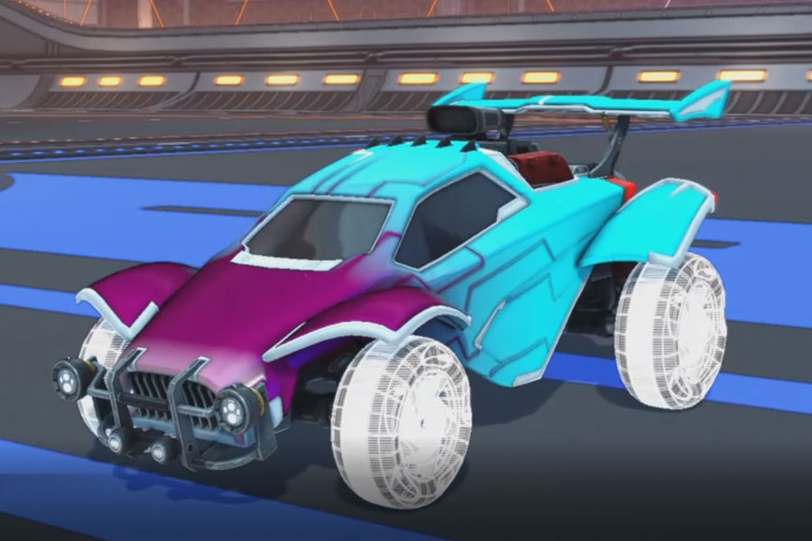 Rocket league Octane Titanium White design with Twirlwind: Schematized,Mainframe