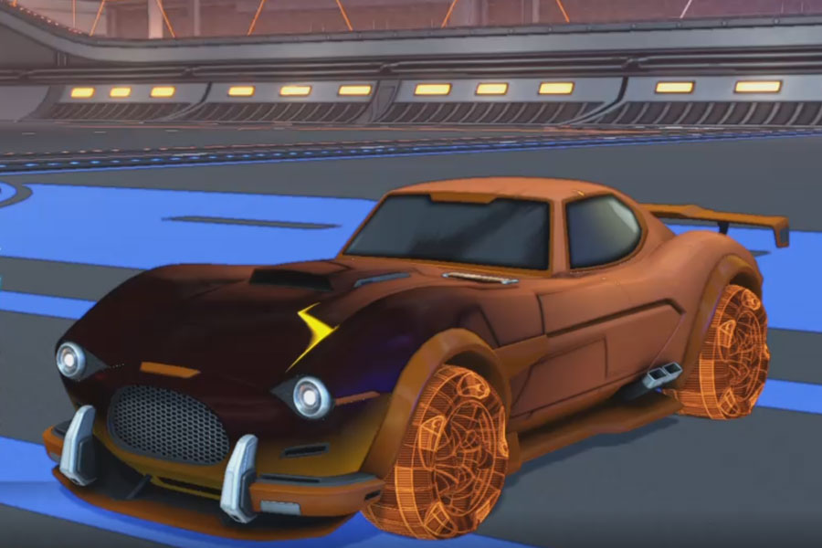 Rocket league Mamba Burnt Sienna design with Twirlwind: Schematized,Mainframe