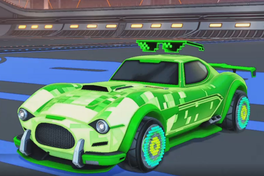 Rocket league Mamba Forest Green design with Discotheque,Parallax