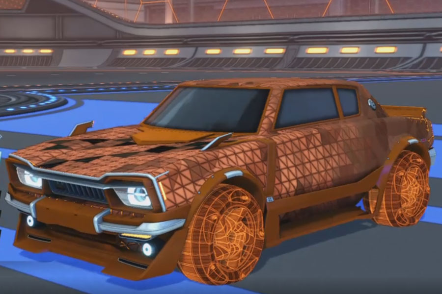 Rocket league Dingo Burnt Sienna design with Twirlwind: Schematized,Trigon