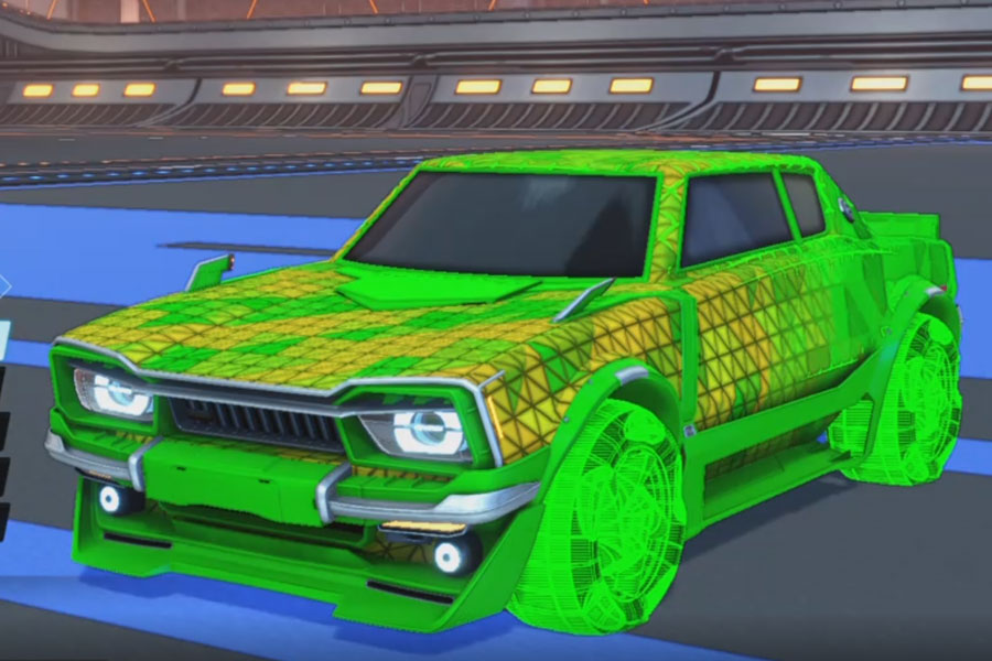 Rocket league Dingo Forest Green design with Twirlwind: Schematized,Trigon