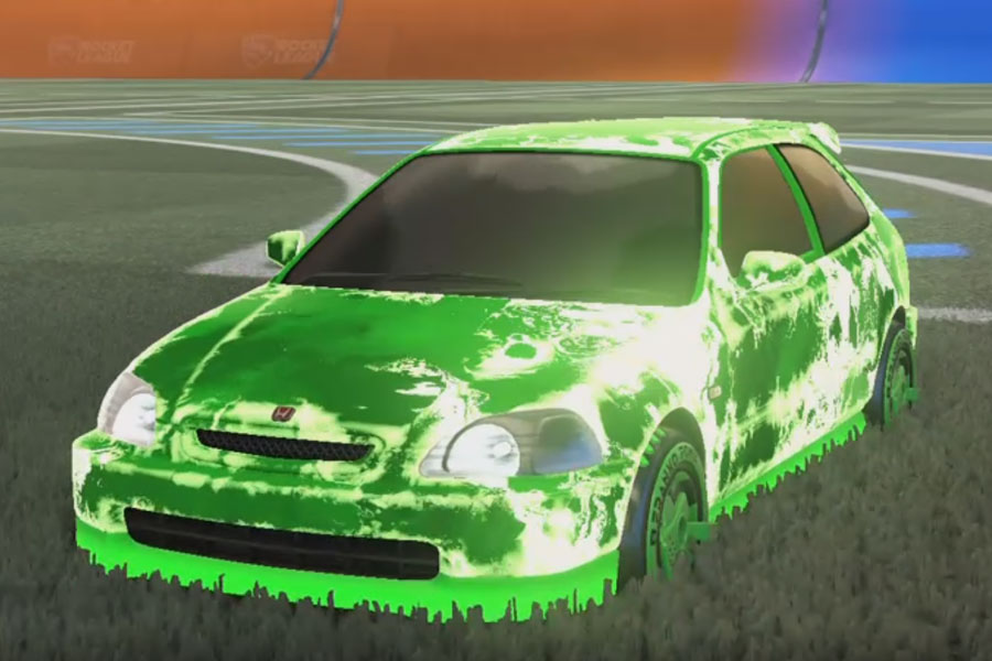 Rocket league Honda Civic Type R Forest Green design with Franko Fone,Fire God