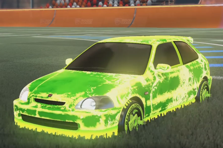 Rocket league Honda Civic Type R Lime design with Franko Fone,Fire God