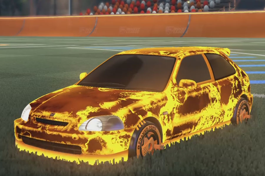 Rocket league Honda Civic Type R Orange design with Franko Fone,Fire God