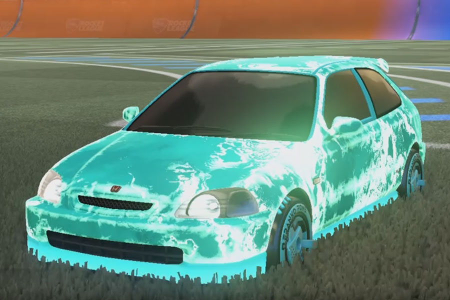 Rocket league Honda Civic Type R Sky Blue design with Franko Fone,Fire God