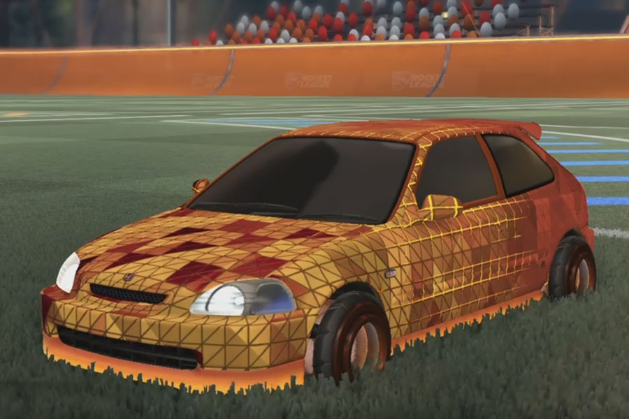 Rocket league Honda Civic Type R Burnt Sienna design with Founder,Trigon