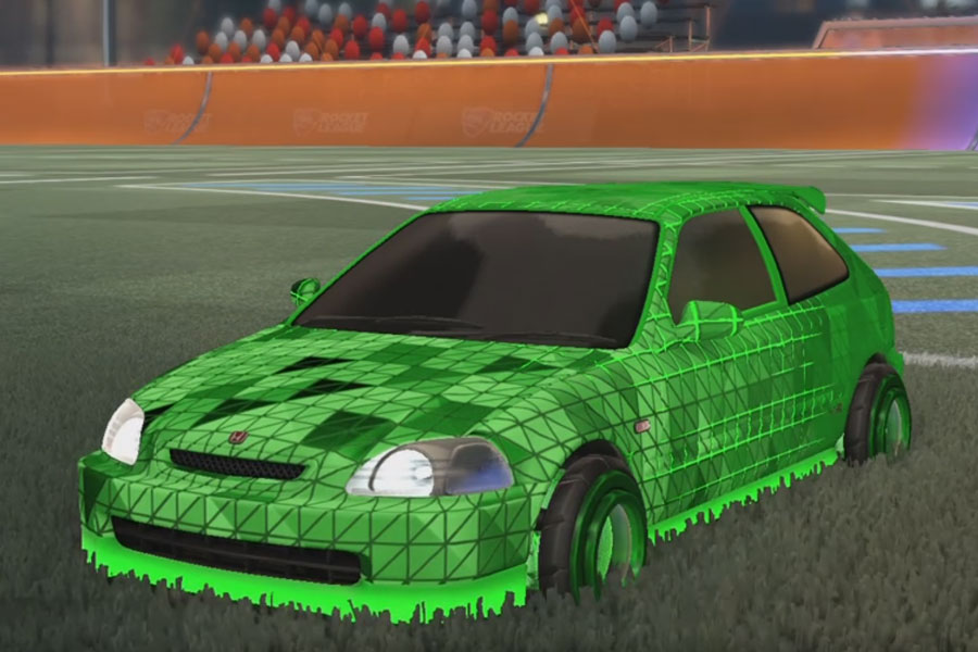 Rocket league Honda Civic Type R Forest Green design with Founder,Trigon