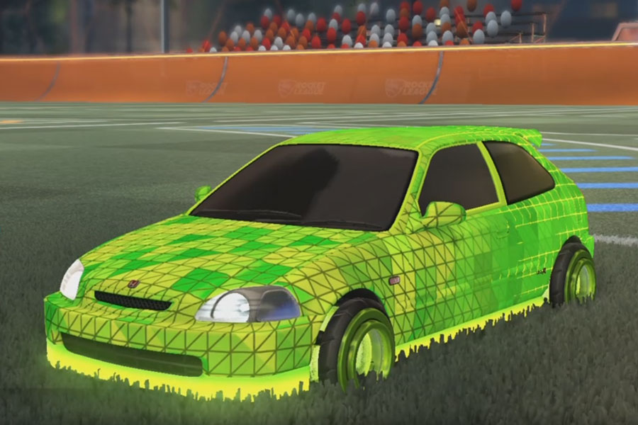 Rocket league Honda Civic Type R Lime design with Founder,Trigon