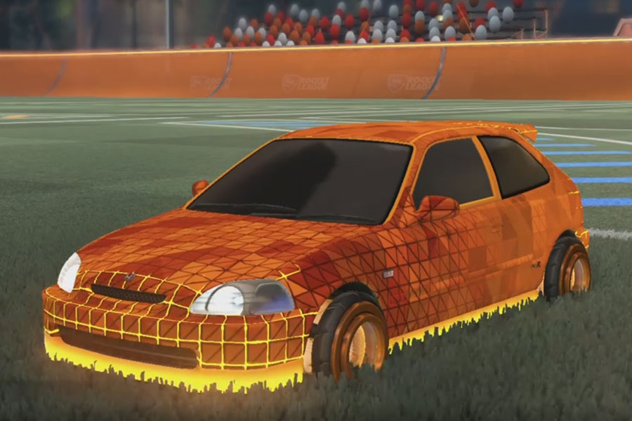 Rocket league Honda Civic Type R Orange design with Founder,Trigon