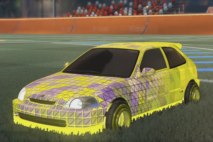 Rocket league Honda Civic Type R Saffron design with Founder,Trigon