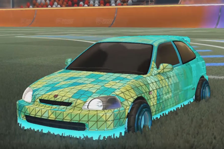 Rocket league Honda Civic Type R Sky Blue design with Founder,Trigon