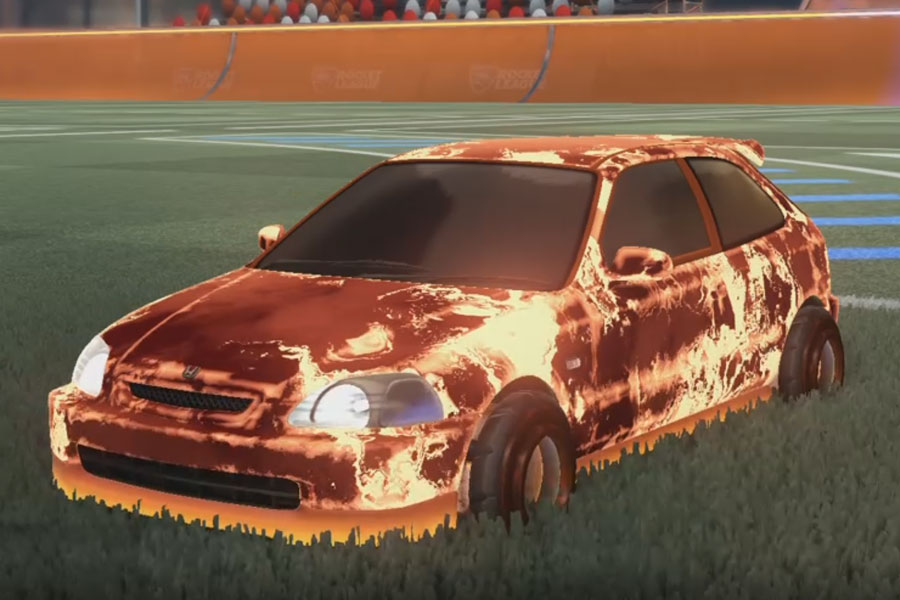 Rocket league Honda Civic Type R Burnt Sienna design with Founder,Fire God