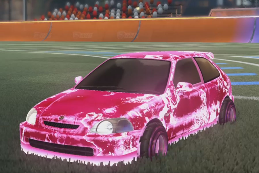 Rocket league Honda Civic Type R Pink design with Founder,Fire God
