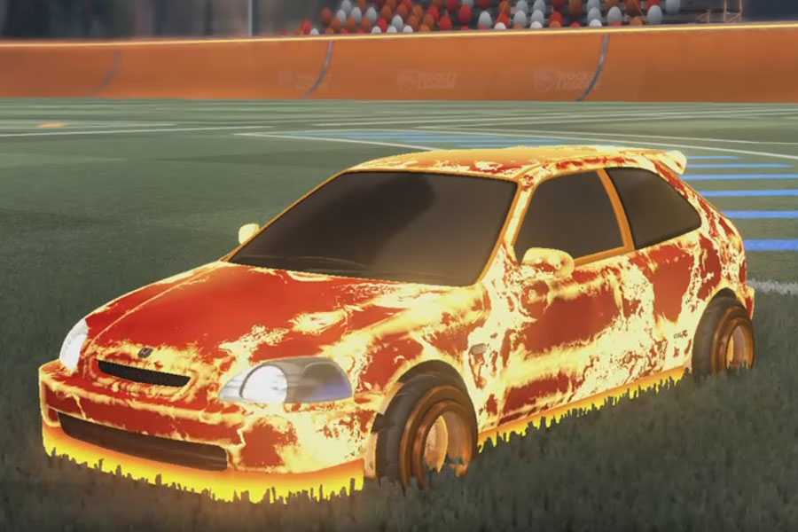 Rocket league Honda Civic Type R Orange design with Founder,Fire God