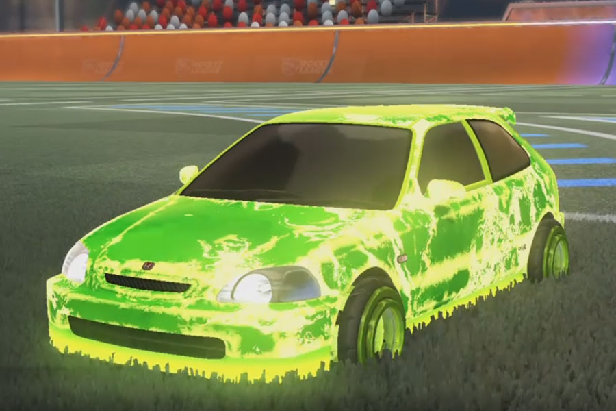 Rocket league Honda Civic Type R Lime design with Founder,Fire God