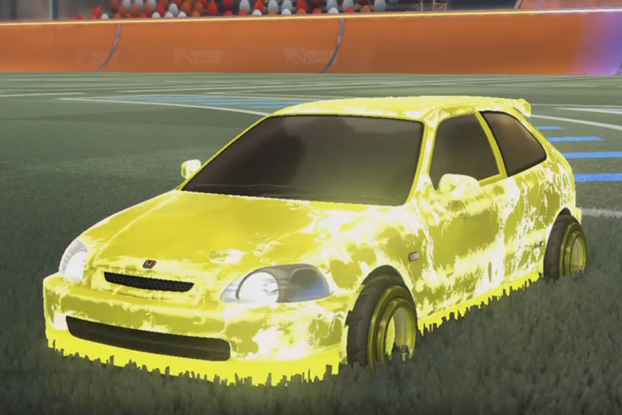 Rocket league Honda Civic Type R Saffron design with Founder,Fire God