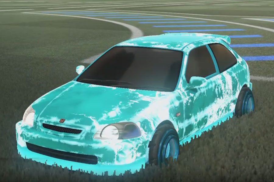 Rocket league Honda Civic Type R Sky Blue design with Founder,Fire God