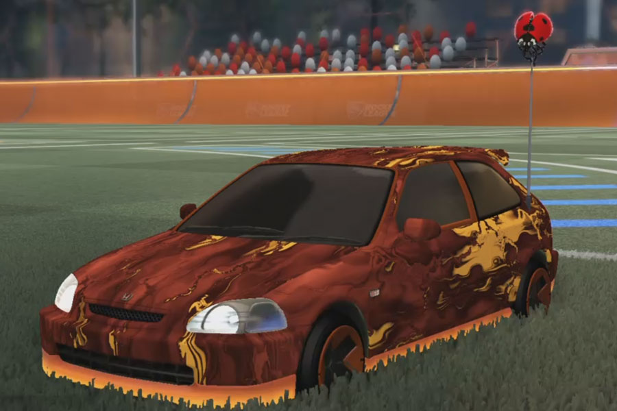 Rocket league Honda Civic Type R Burnt Sienna design with Maz,Lucky Ladybug,Glorifier