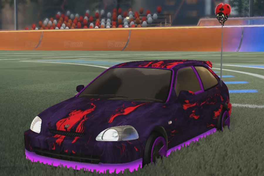 Rocket league Honda Civic Type R Purple design with Maz,Lucky Ladybug,Glorifier