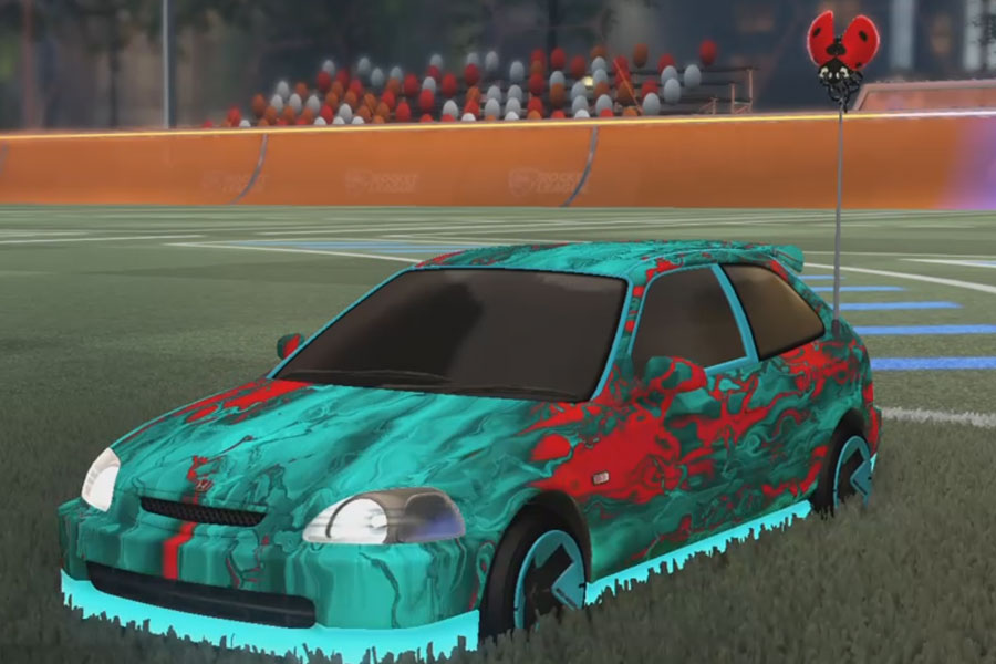 Rocket league Honda Civic Type R Sky Blue design with Maz,Lucky Ladybug,Glorifier