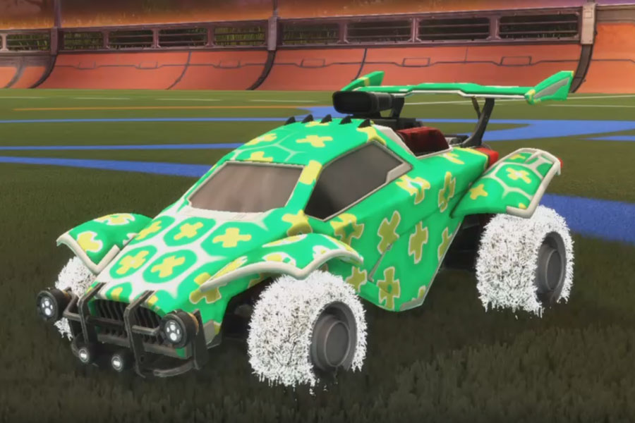 Rocket league Octane Titanium White design with Green Machine,Xtra