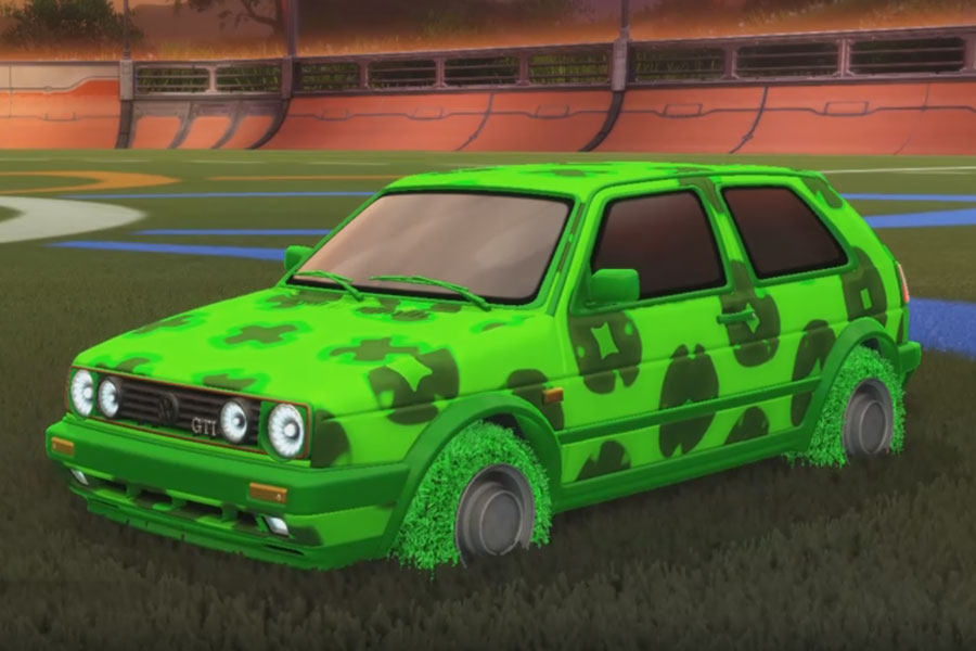 Rocket league Volkswagen Golf GTI Forest Green design with Green Machine,Xtra