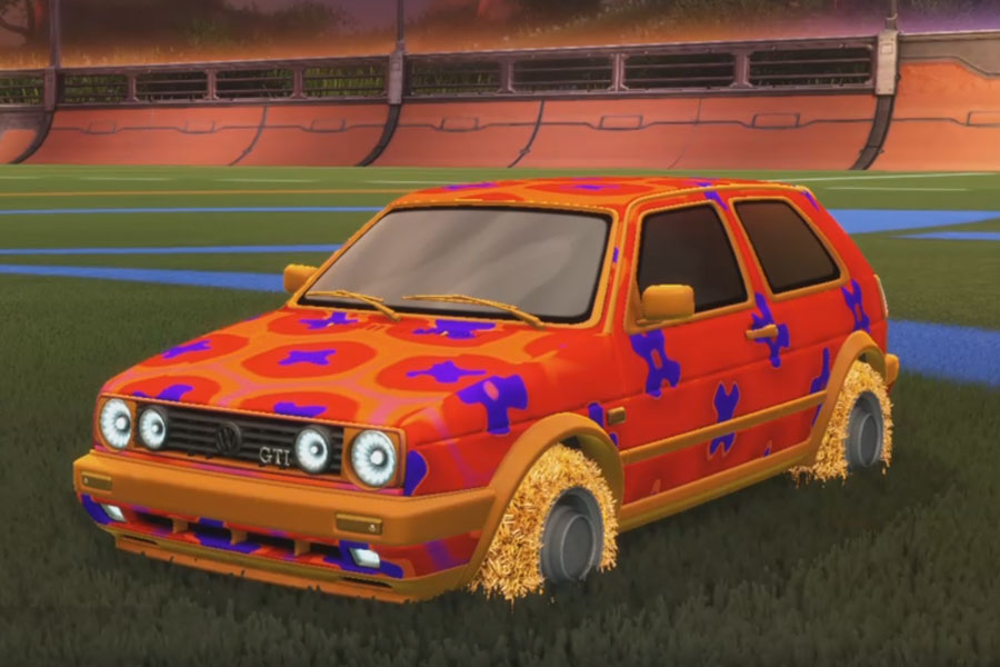 Rocket league Volkswagen Golf GTI Orange design with Green Machine,Xtra