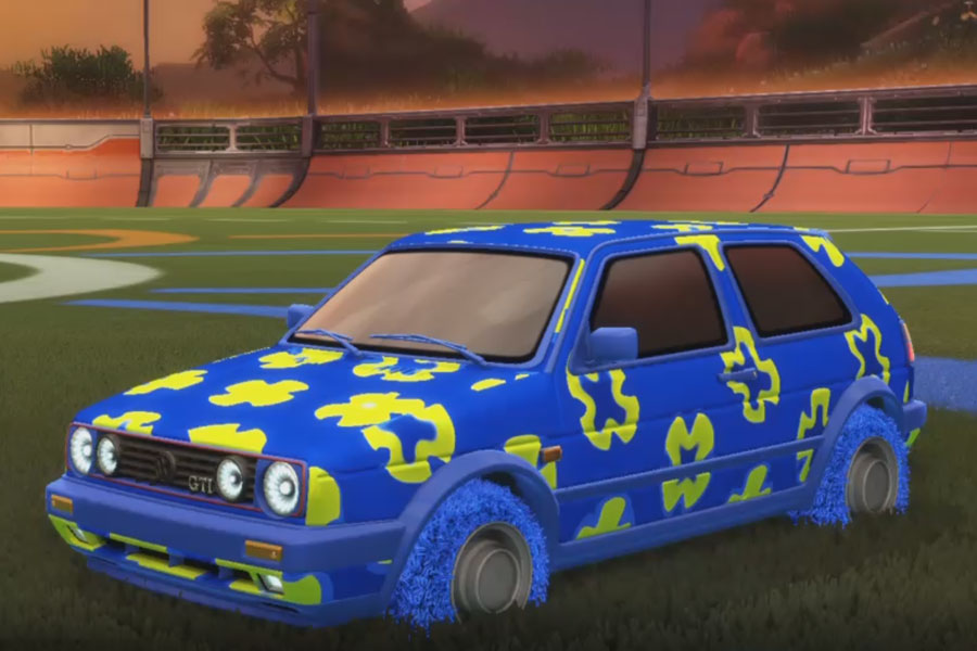 Rocket league Volkswagen Golf GTI Cobalt design with Green Machine,Xtra