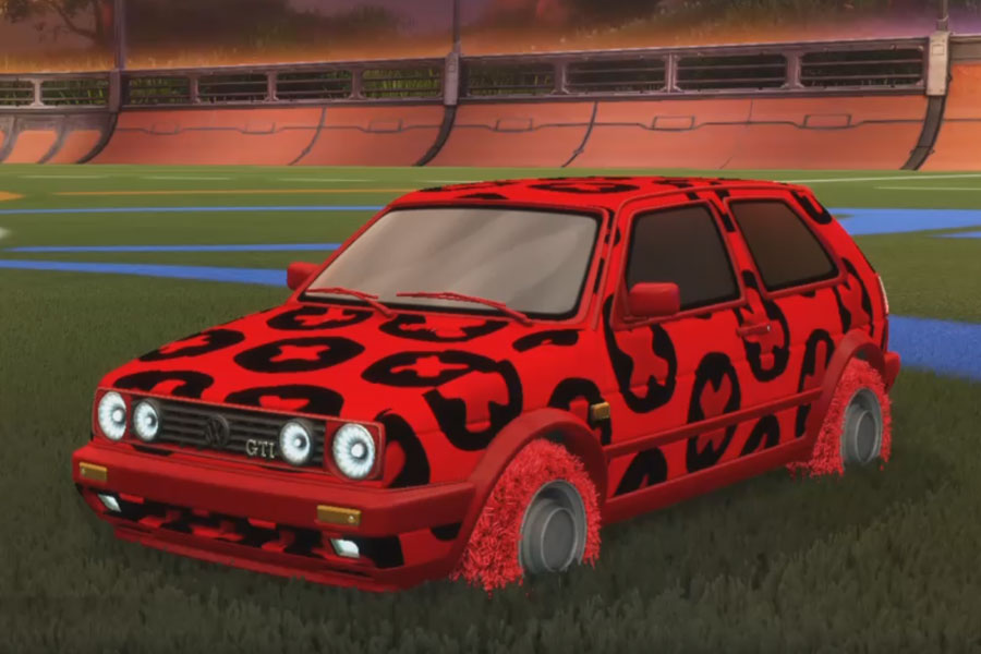 Rocket league Volkswagen Golf GTI Crimson design with Green Machine,Xtra