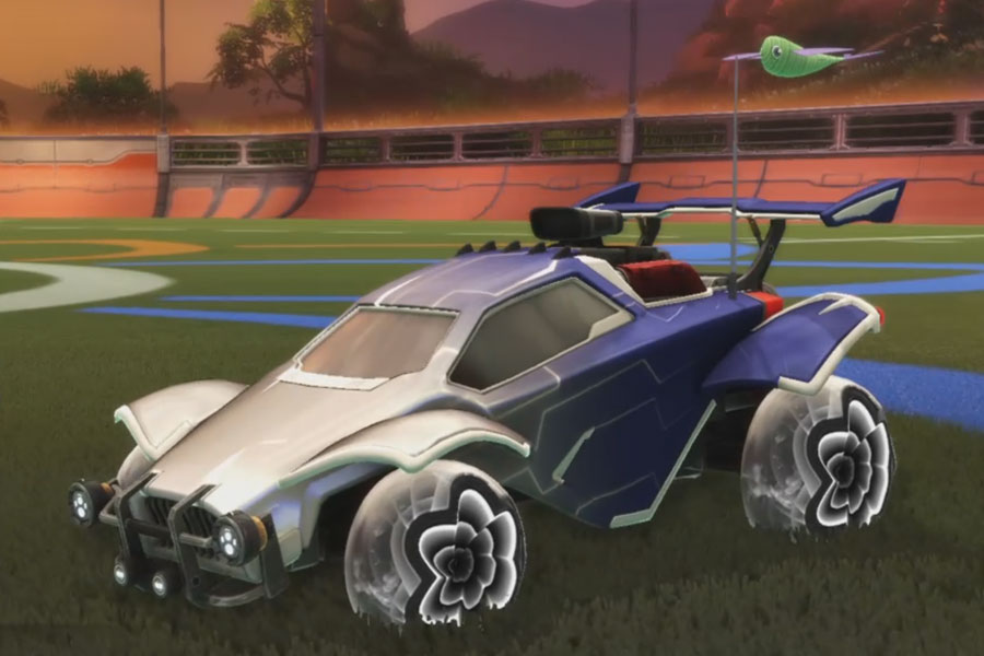 Rocket league Octane Titanium White design with Starcade,Flamethrower,Fish Fly,Mainframe,Dimensionator