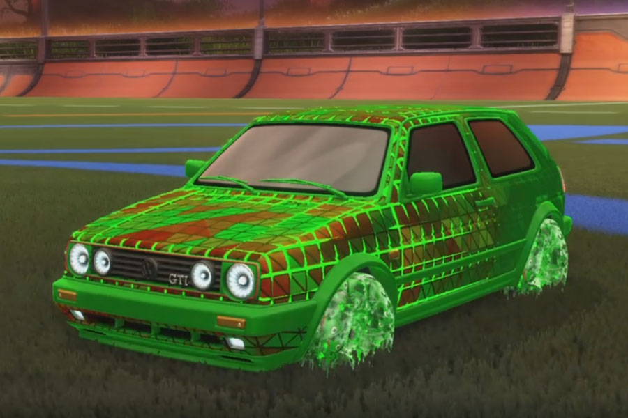 Rocket league Volkswagen Golf GTI Forest Green design with School'd,Trigon