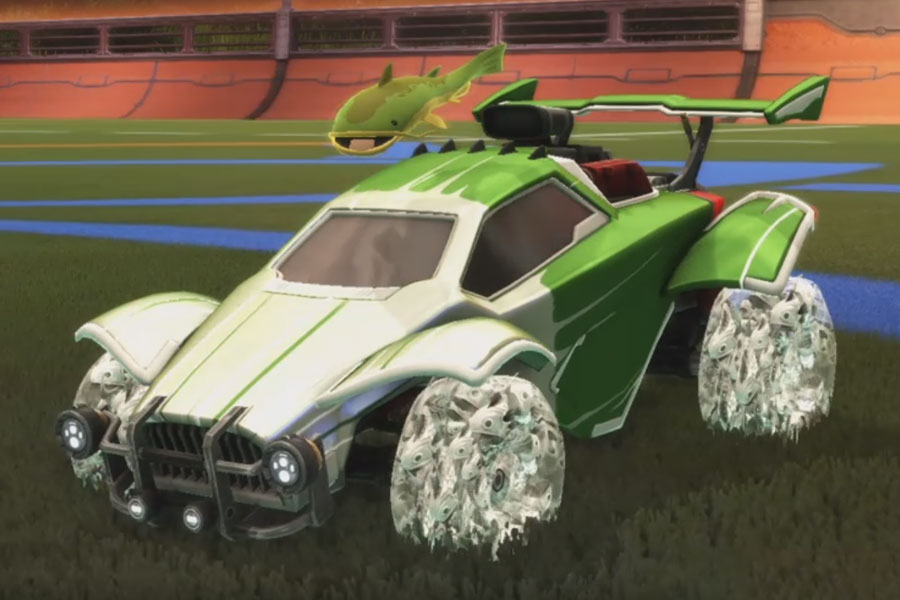 Rocket league Octane Titanium White design with School'd,Wet Paint,Catfish