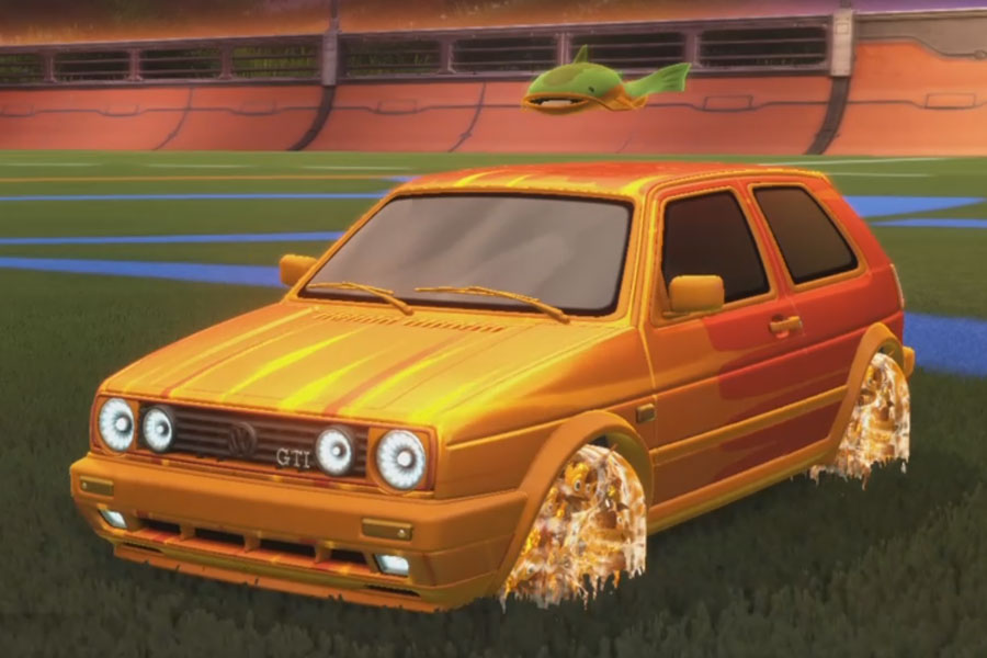 Rocket league Volkswagen Golf GTI Orange design with School'd,Wet Paint,Catfish