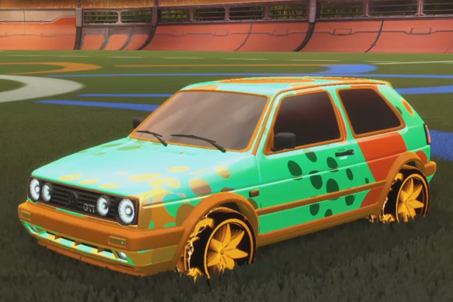 Rocket league Volkswagen Golf Gti Orange design with Floret:Infinite,Spotdrop