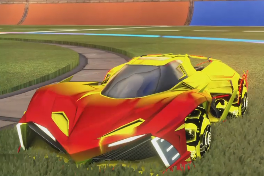 Rocket league Chikara Gxt Saffron design with Demonio:Inverted,Mainframe