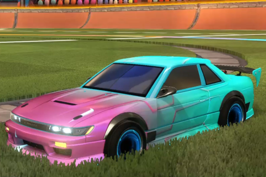 Rocket league Nissan Silvia Rle Sky Blue design with Maelstrom,Mainframe