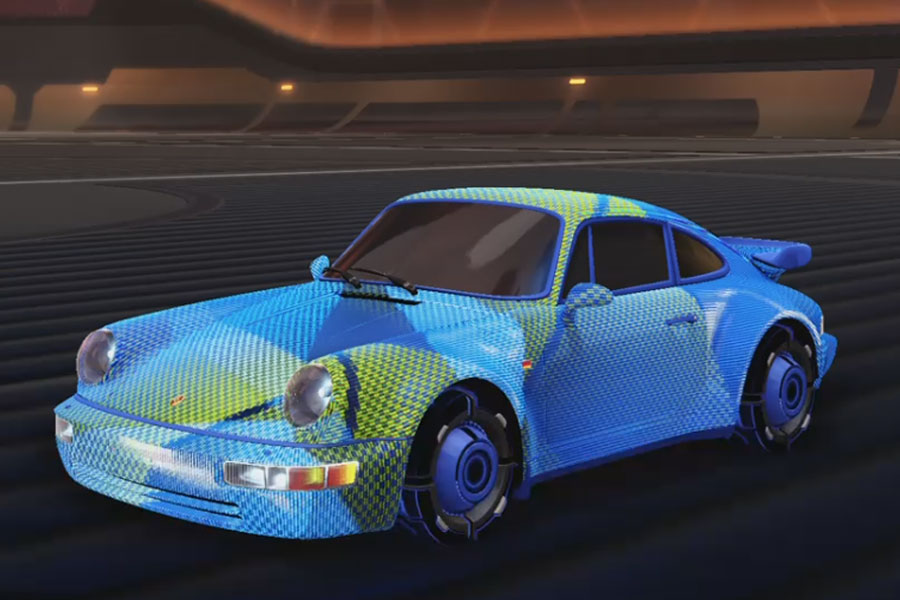 Rocket league Porsche 911 Turbo Cobalt design with Orwellian:Inverted,J-Peggy