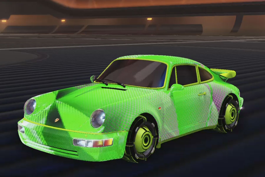 Rocket league Porsche 911 Turbo Lime design with Orwellian:Inverted,J-Peggy