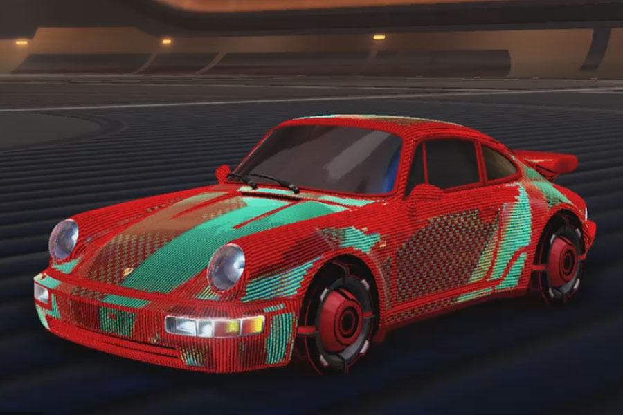 Rocket league Porsche 911 Turbo Crimson design with Drwellian:Inverted,Scn-Ln