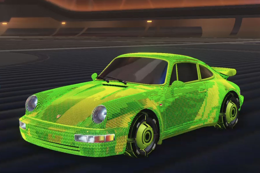 Rocket league Porsche 911 Turbo Lime design with Drwellian:Inverted,Scn-Ln