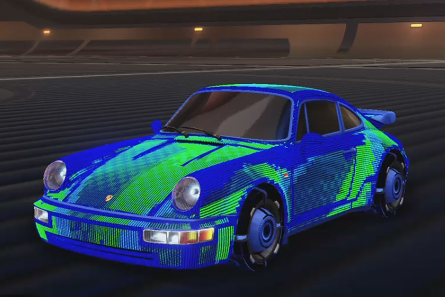 Rocket league Porsche 911 Turbo Cobalt design with Drwellian:Inverted,Scn-Ln