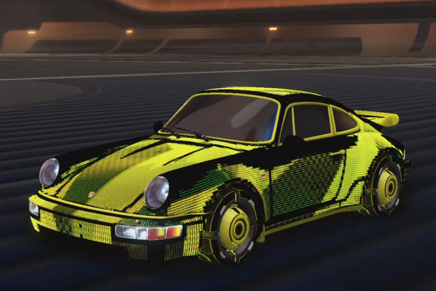 Rocket league Porsche 911 Turbo Saffron design with Drwellian:Inverted,Scn-Ln