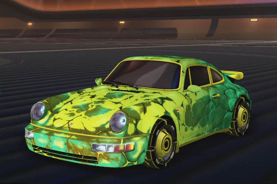 Rocket league Porsche 911 Turbo Saffron design with Drwellian:Inverted,Chameleon