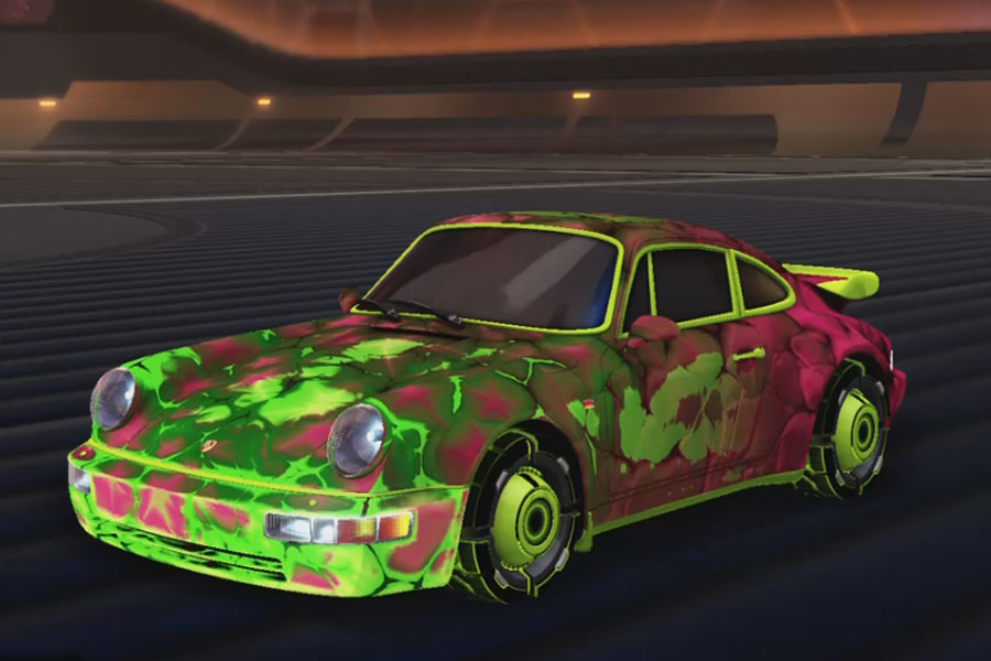 Rocket league Porsche 911 Turbo Lime design with Drwellian:Inverted,Chameleon