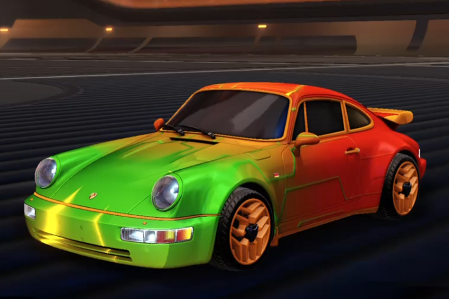 Rocket league Porsche 911 Turbo Orange design with Munzonic,Mainframe