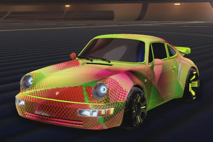 Rocket league Porsche 911 Turbo Lime design with Giga-Hurts,J-peggy