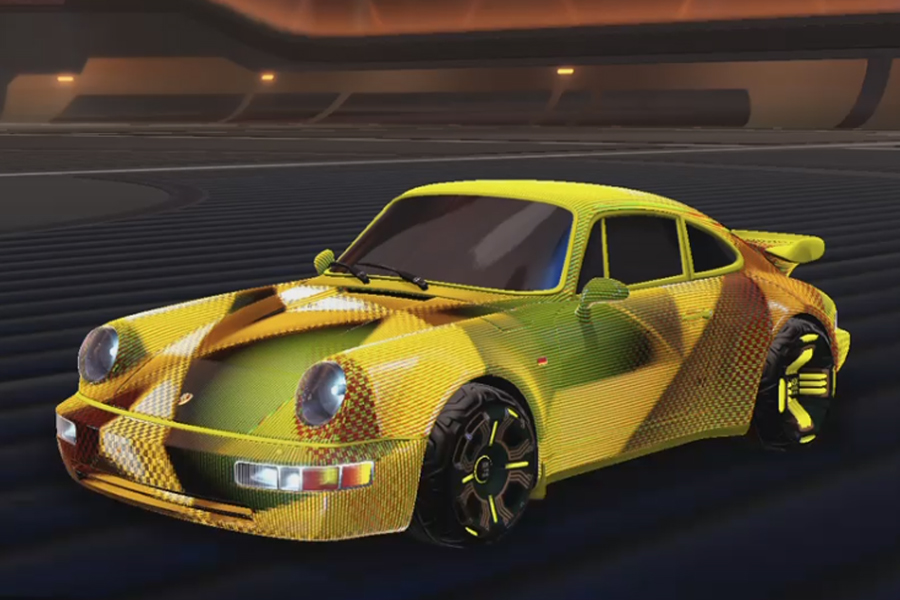 Rocket league Porsche 911 Turbo Saffron design with Giga-Hurts,J-peggy