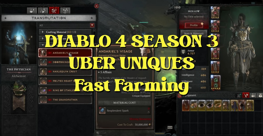 Diablo 4 Season 3 Uber Unique Farming 